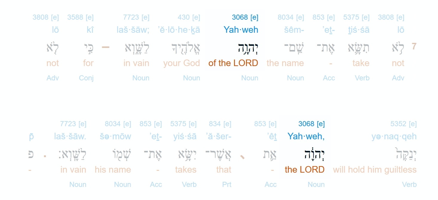 Interlinear - Exodus 20:7