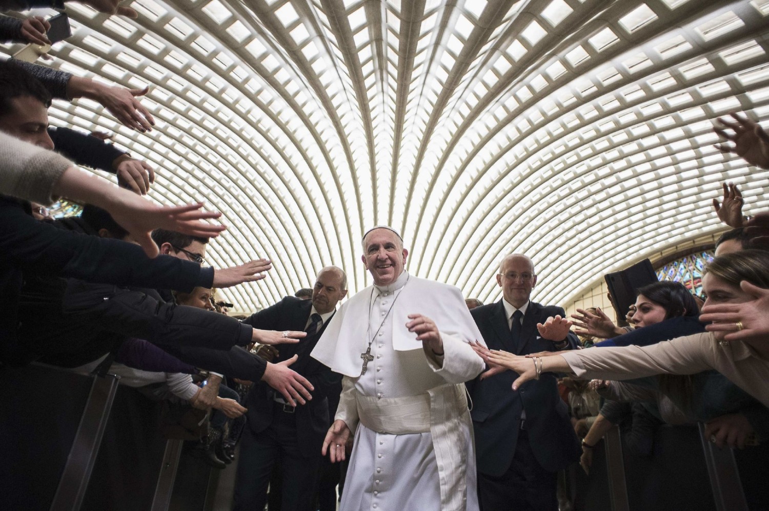 Pope Francis at the Paul VI Audience Hall in February