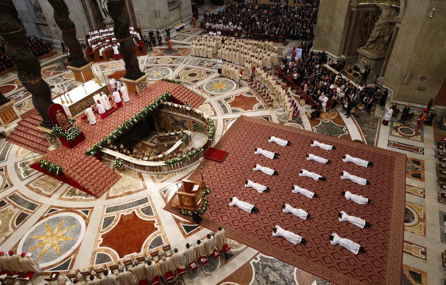 The star of venus in the details on the floor of the St. Peter's Basilica