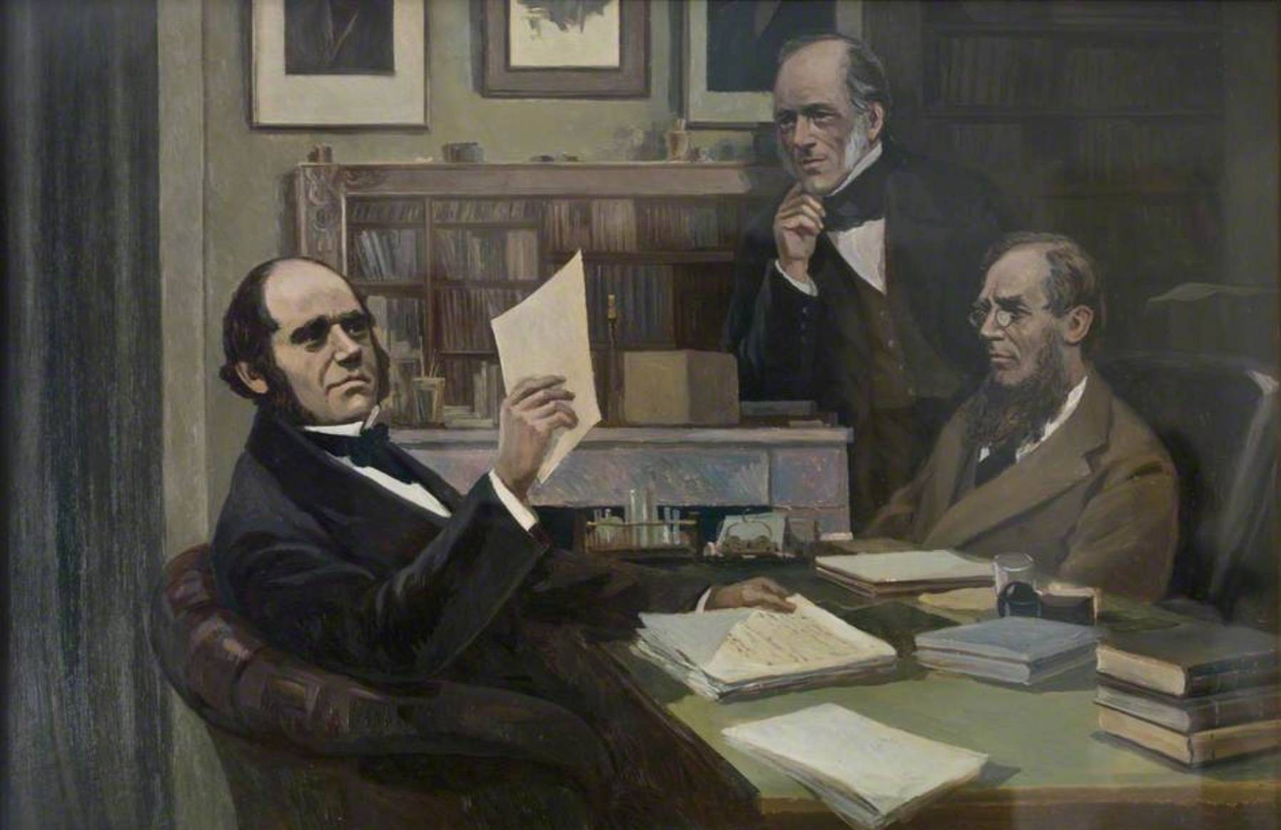 Charles Darwin, Charles Lyell and Joseph Hooker by Victor Eustaphieff
