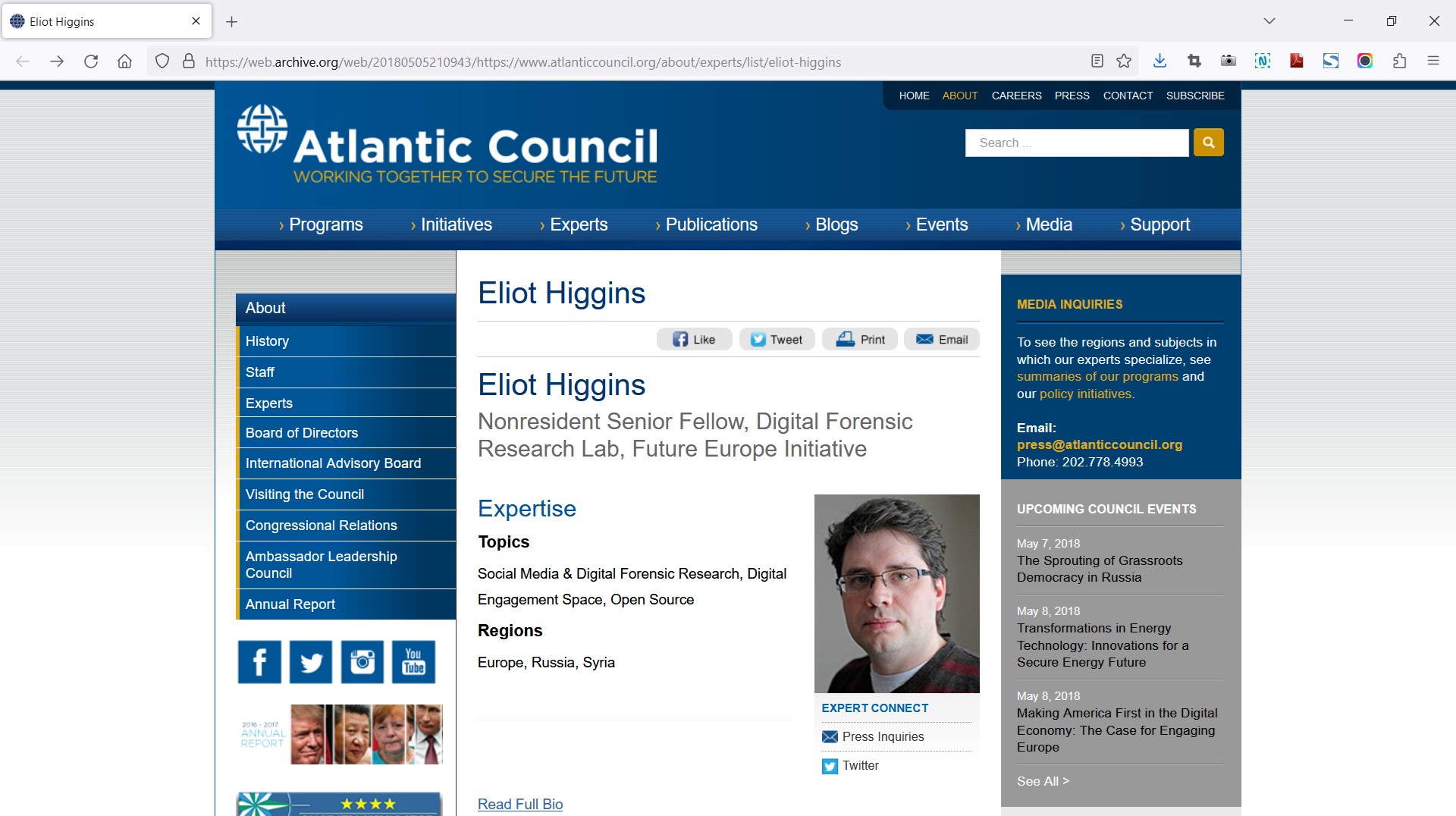 Atlantic Council - Eliot Higgins (removed by Atlantic Council in the meantime)