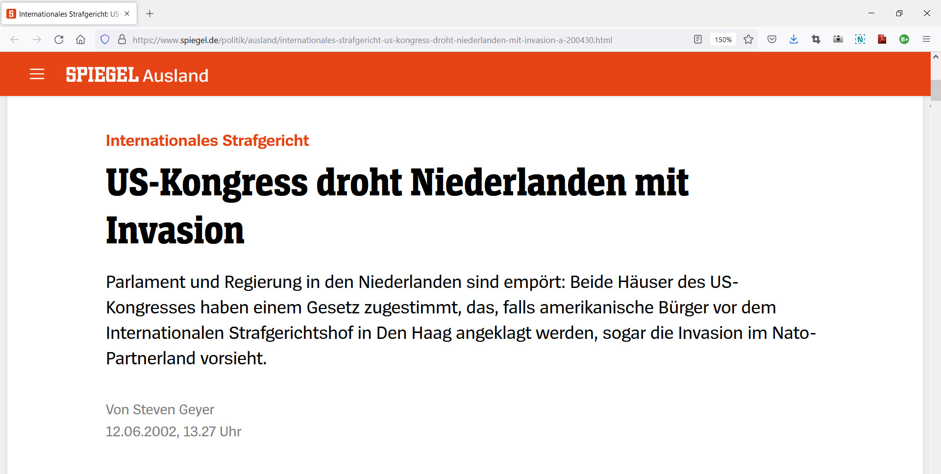 Spiegel - Internationales Strafgericht: US-Kongress droht Niederlanden mit Invasion