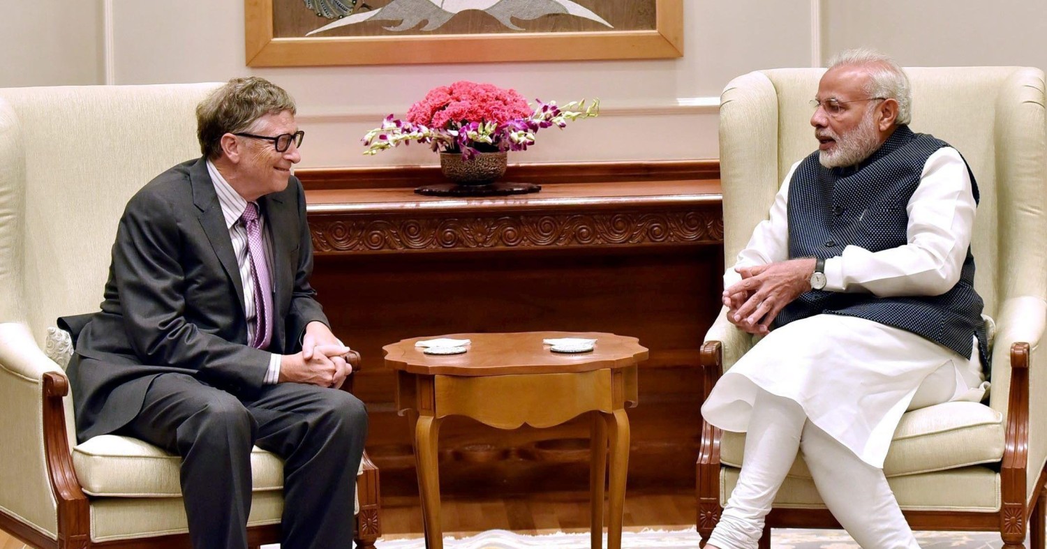 Bill Gates with Narendra Modi in 2016
