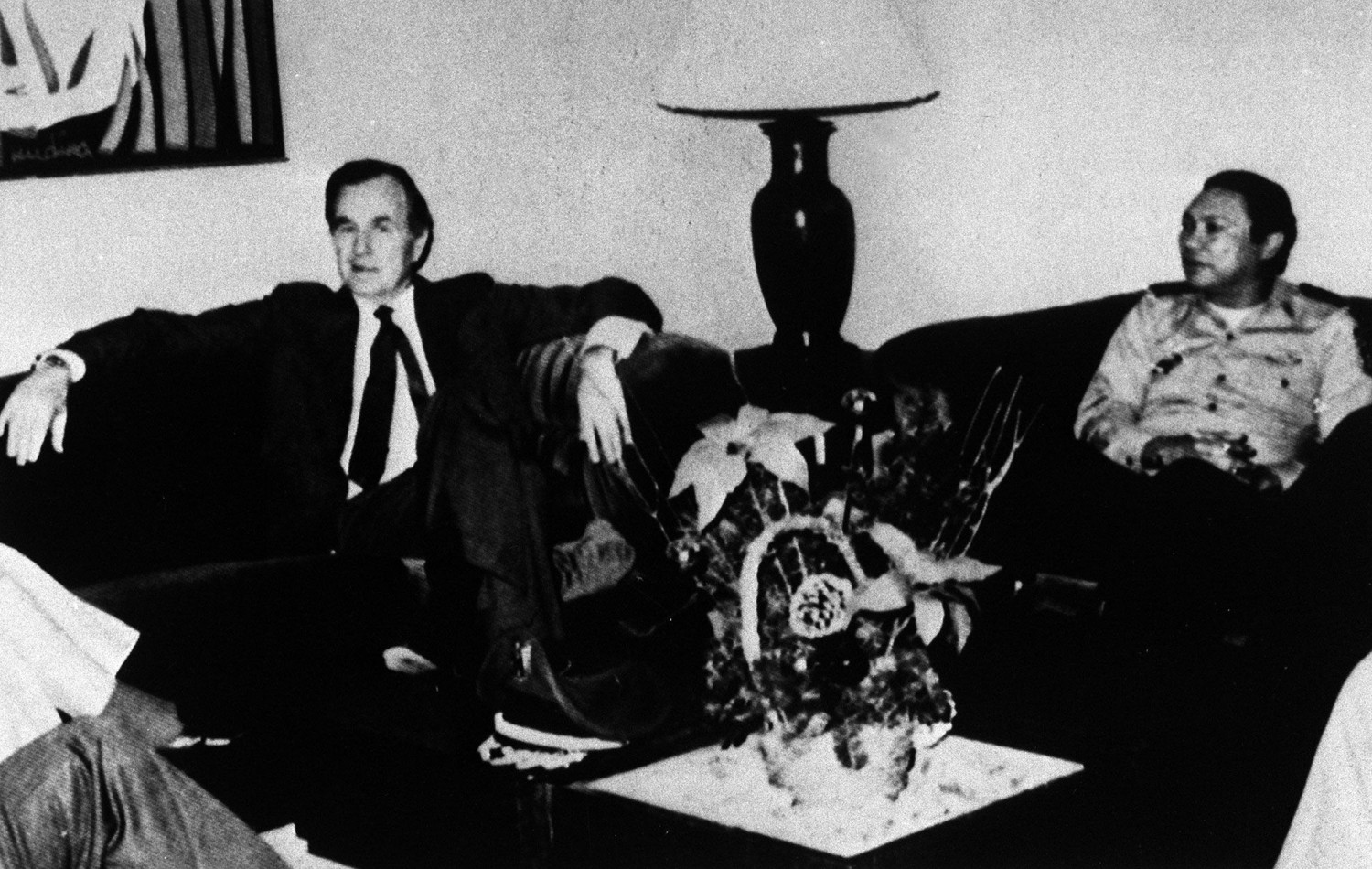 Vice-president of the United States, George Bush, meets Manuel Noriega in 1983