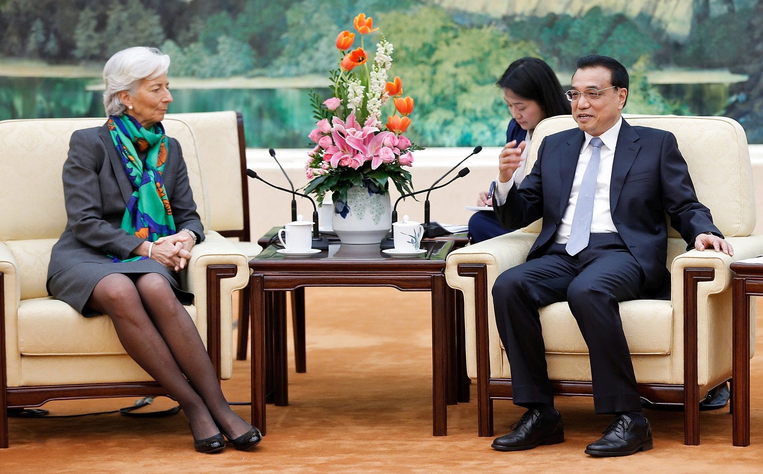 Vice Premier Li Keqiang of China meets International Monetary Fund Managing Director Christine Lagarde inside the Great Hall of the People in Beijing on March 23, 2015 in Beijing, China.