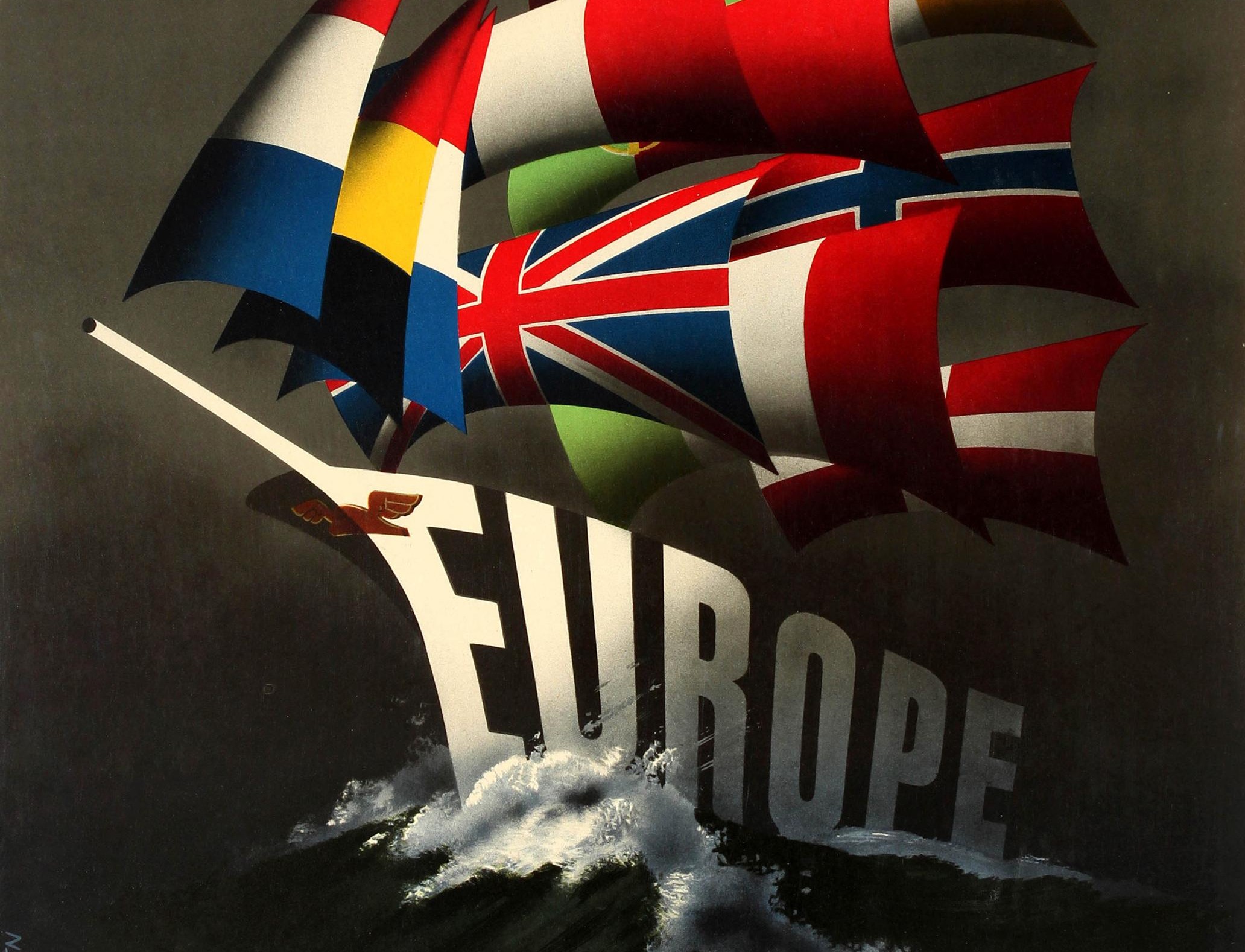 A poster created by the Economic Cooperation Administration, an agency of the U.S. government, to sell the Marshall Plan in Europe.