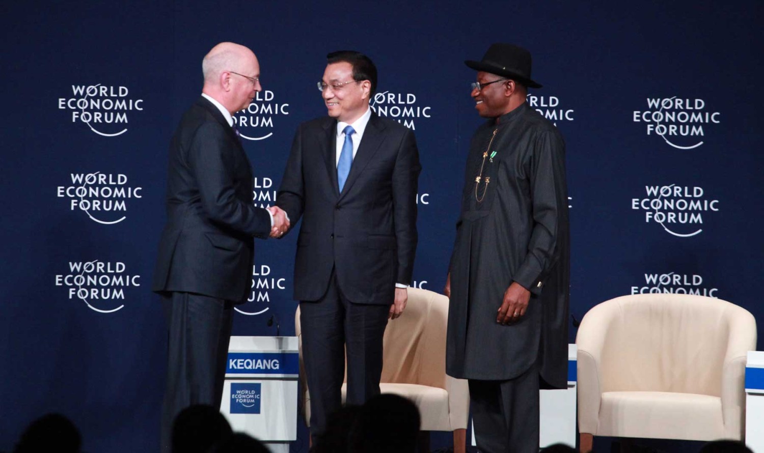 World Economic Forum - Klaus Schwab, Li Keqiang and Goodluck Jonathan