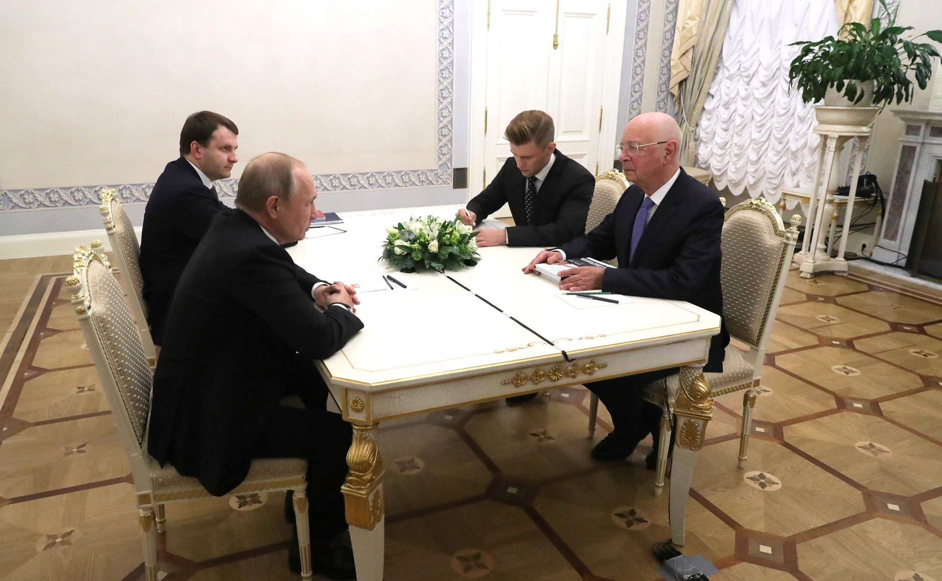 Meeting of Putin with World Economic Forum Executive Chairman Klaus Martin Schwab, 27 November 2019.