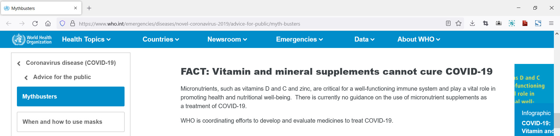 WHO - COVID-19 Myhtbusters